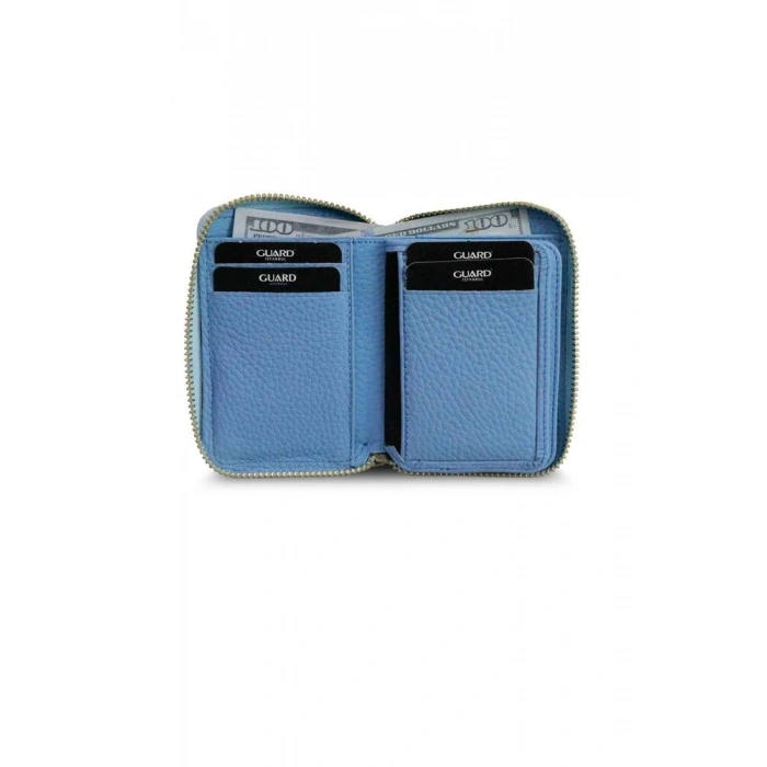Guard Fermuarlı Turkuaz Deri Mini Cüzdan