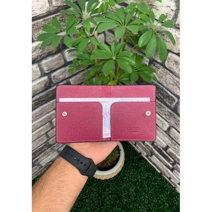 Guard Fuşya Saffiano Patlı Tasarım Deri Kartlık