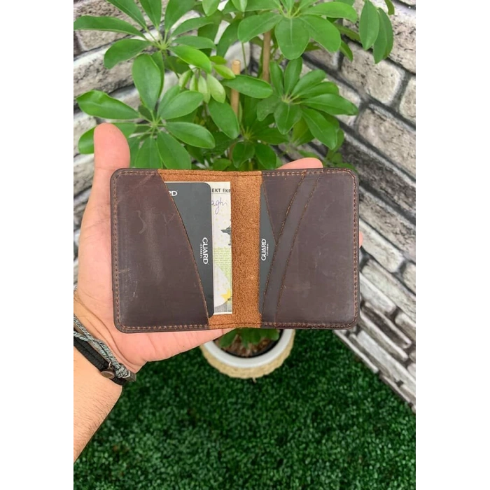 Guard Geyik Baskılı Antik Taba Deri Kartlık