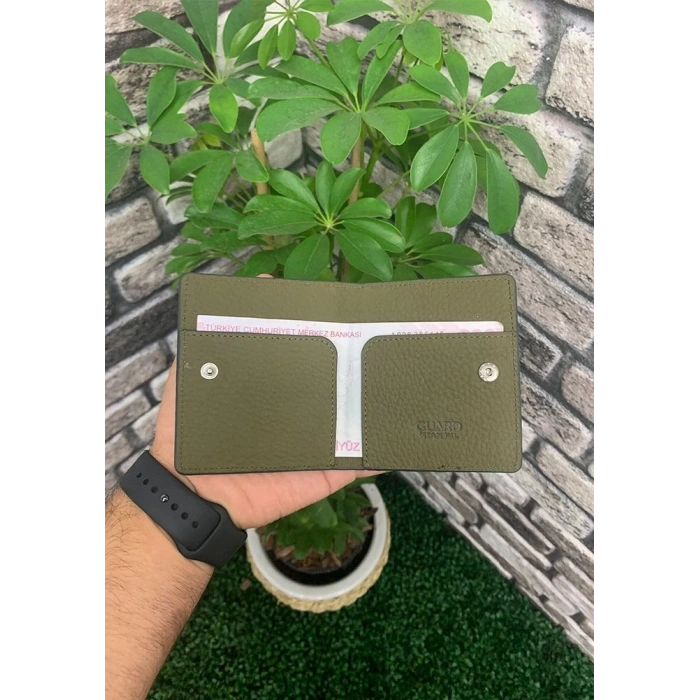Guard Haki Yeşil Patlı Tasarım Deri Kartlık