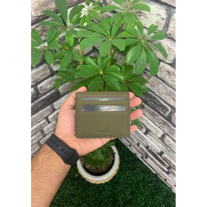 Guard Haki Yeşil Patlı Tasarım Deri Kartlık