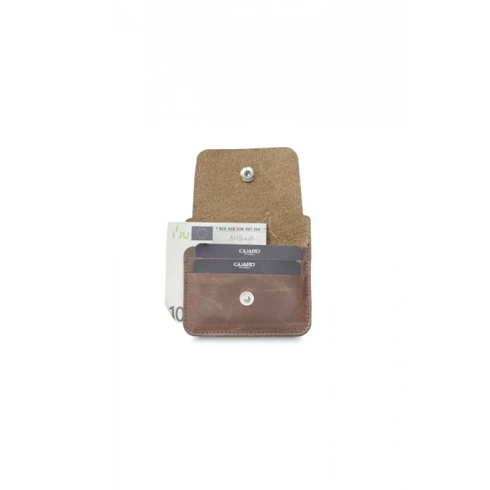 Guard Kahve Crayz Kağıt Para Bölmeli Mini Deri Kartlık