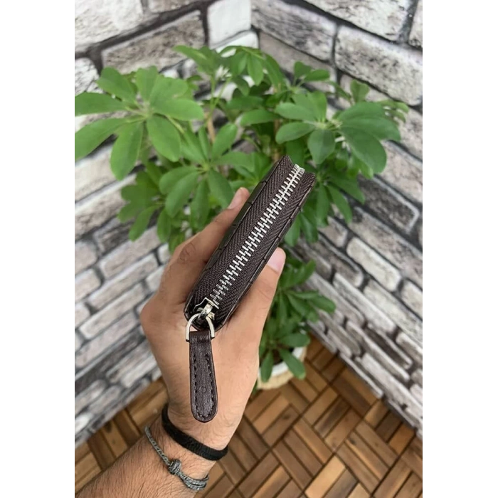 Guard Kahverengi Croco Baskılı Fermuarlı Portföy Cüzdan