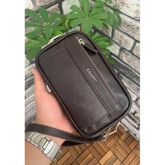 Guard Kahverengi Hakiki Deri Şifreli El Çantası
