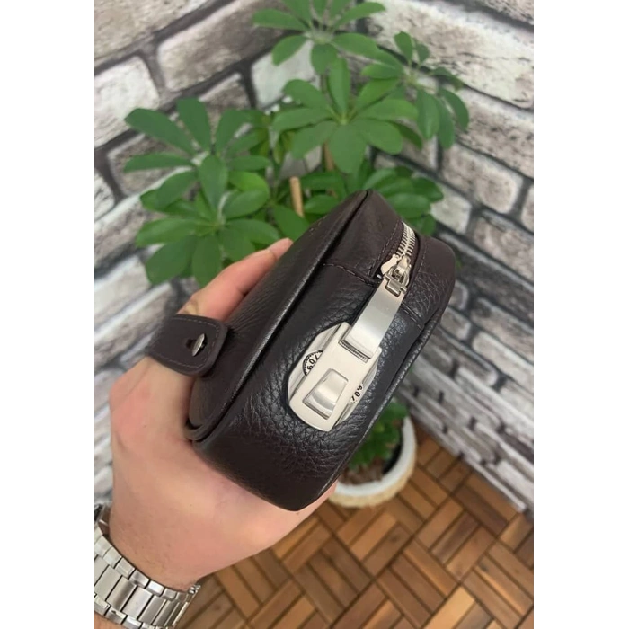 Guard Kahverengi Hakiki Deri Şifreli El Çantası