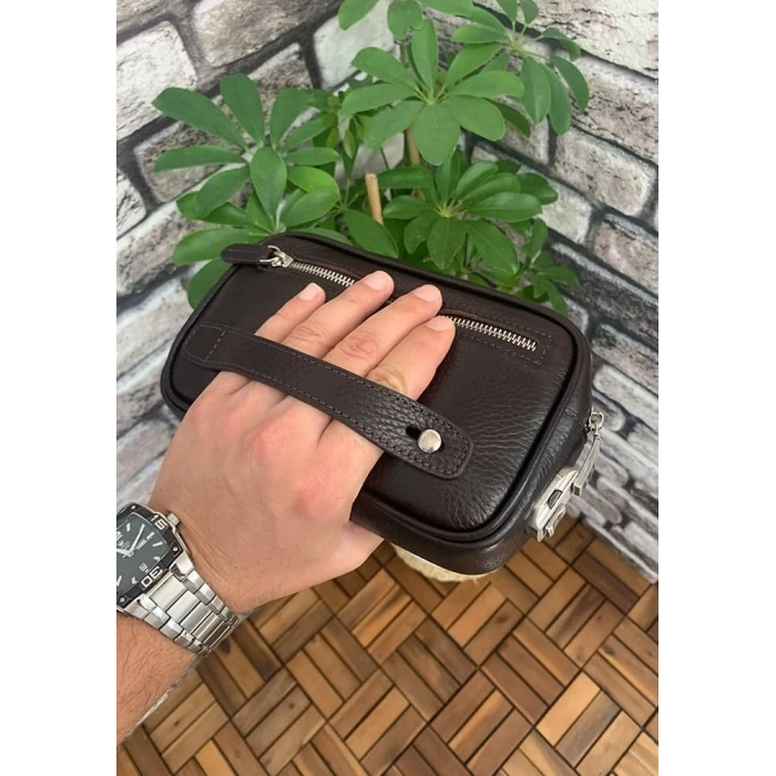 Guard Kahverengi Hakiki Deri Şifreli El Çantası