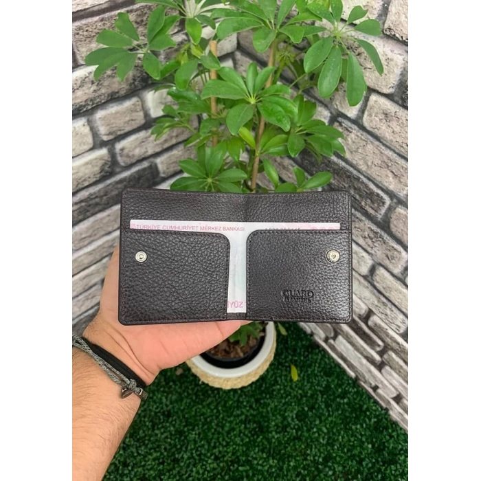 Guard Kahverengi Patlı Tasarım Deri Kartlık