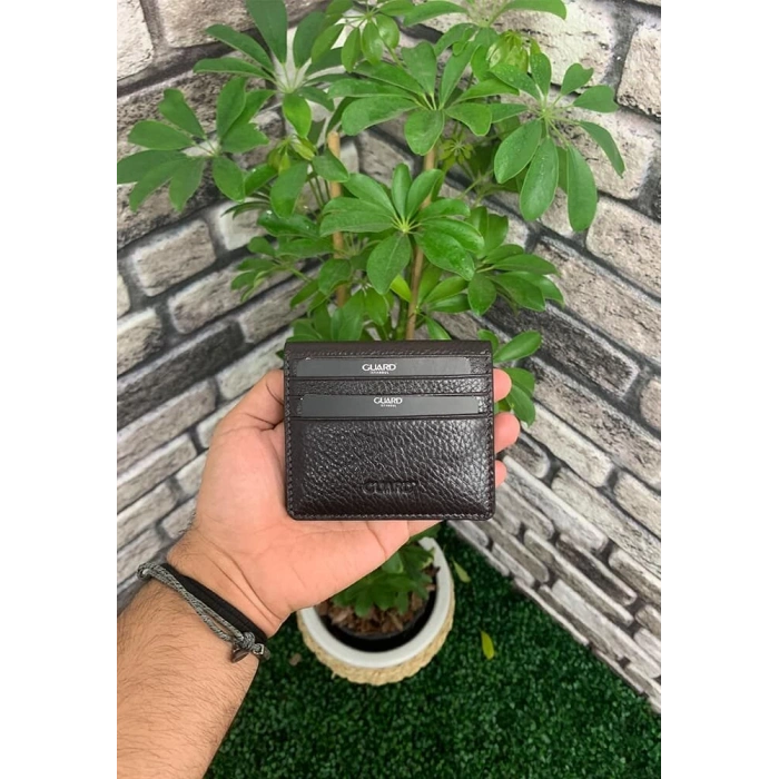 Guard Kahverengi Patlı Tasarım Deri Kartlık