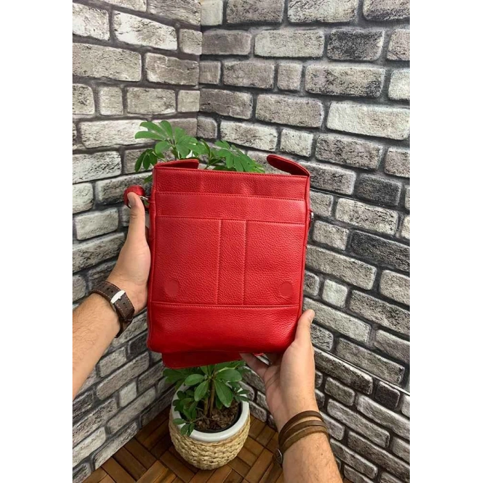 Guard Kırmızı Deri Postacı Çantası