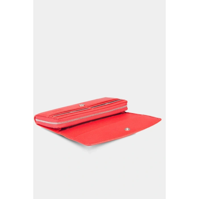 Guard Kırmızı Fermuarlı Deri Bayan Cüzdanı