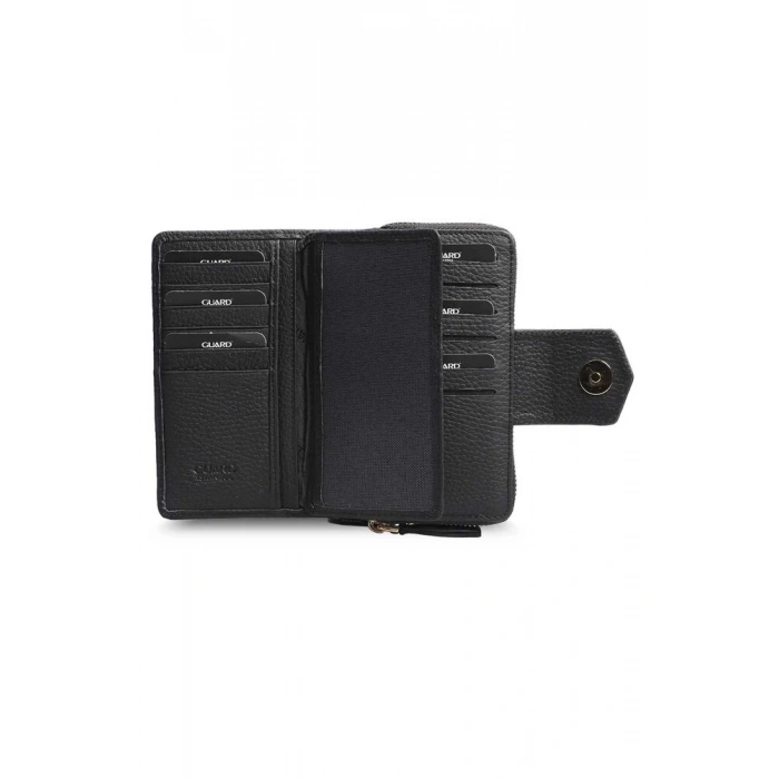 Guard Küçük Boy Siyah Mat Deri Kadın Cüzdanı