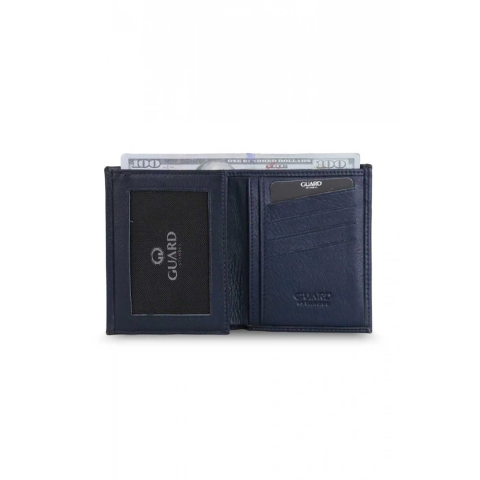 Guard Lacivert Çapraz Kart Bölmeli Derİ Erkek Cüzdanı