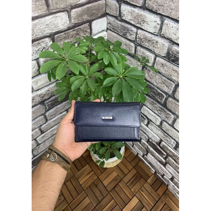Guard Lacivert Çıt Çıtlı Deri Bayan Cüzdanı