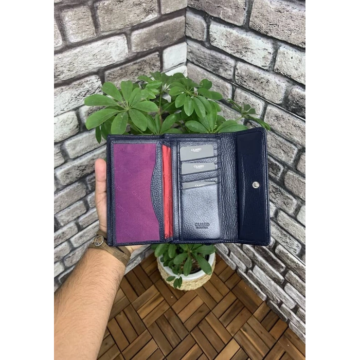 Guard Lacivert Çıt Çıtlı Deri Bayan Cüzdanı
