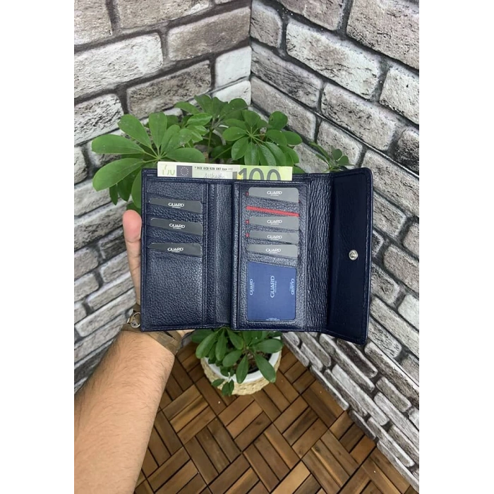 Guard Lacivert Çıt Çıtlı Deri Bayan Cüzdanı