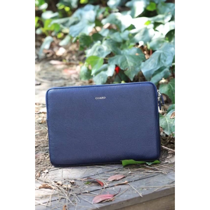 Guard Lacivert Deri Clutch Çanta