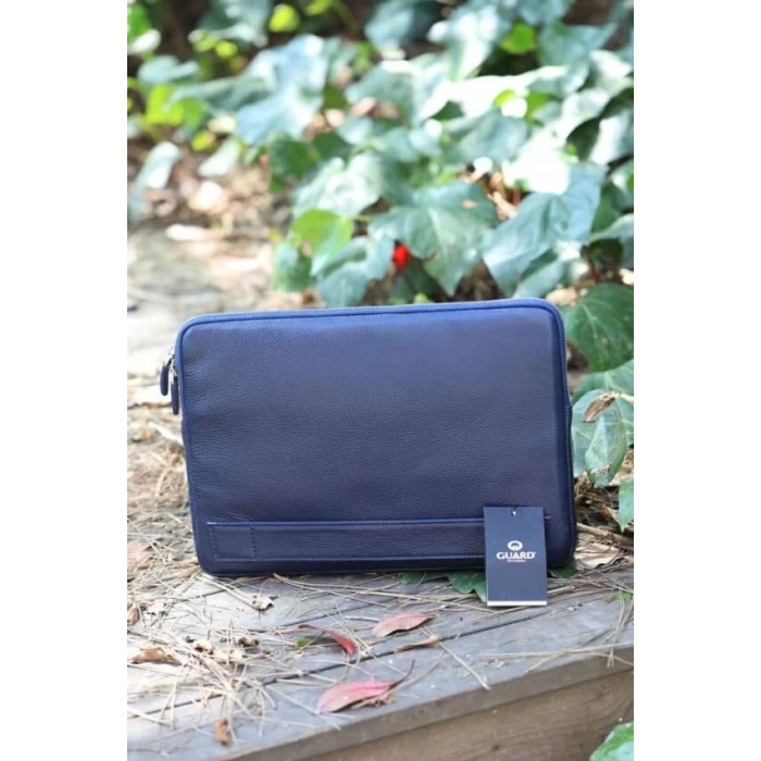 Guard Lacivert Deri Clutch Çanta