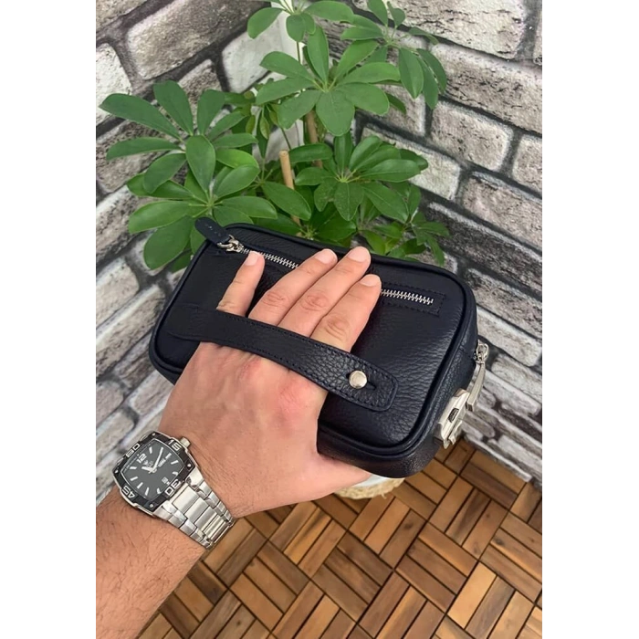 Guard Lacivert Hakiki Deri Şifreli El Çantası