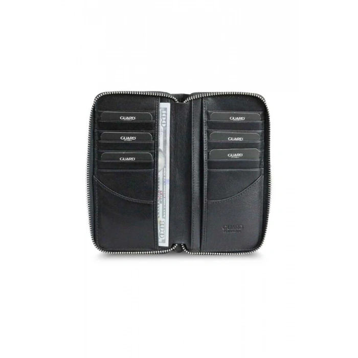 Guard Lacivert Kamuflaj Baskılı Deri Fermuarlı Cüzdan