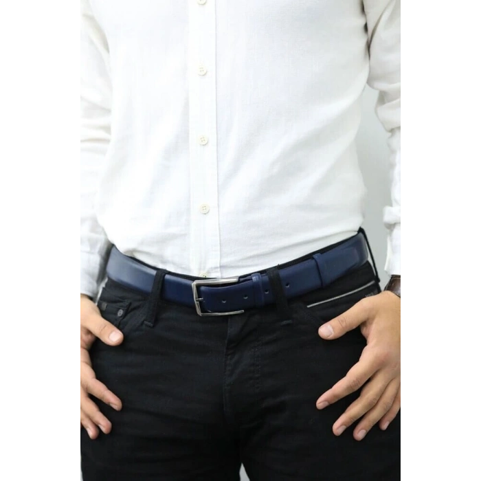 Guard Lacivert Klasik Deri Erkek Kemeri - 3,5 Cm