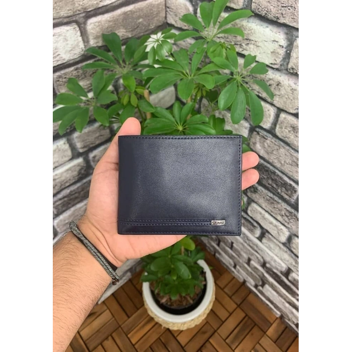 Guard Lacivert Yatay Deri Erkek Cüzdanı