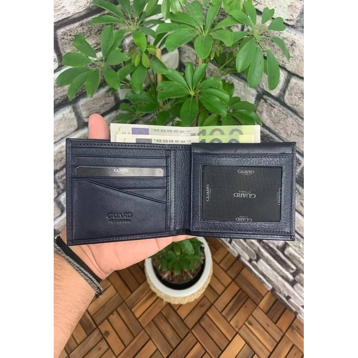 Guard Lacivert Yatay Deri Erkek Cüzdanı