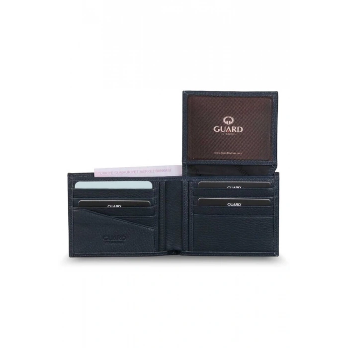 Guard Lacivert Yatay Deri Erkek Cüzdanı