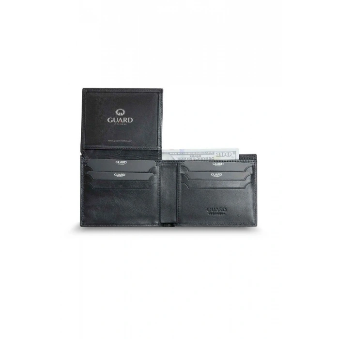 Guard Lazer Desenli Siyah Deri Erkek Cüzdanı