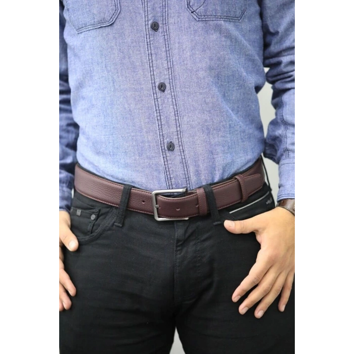 Guard Mat Deri Erkek Kemeri 4 Cm - Bordo
