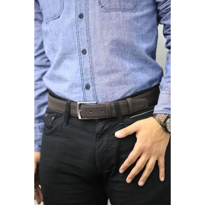 Guard Mat Deri Erkek Kemeri 4 Cm - Kahverengi