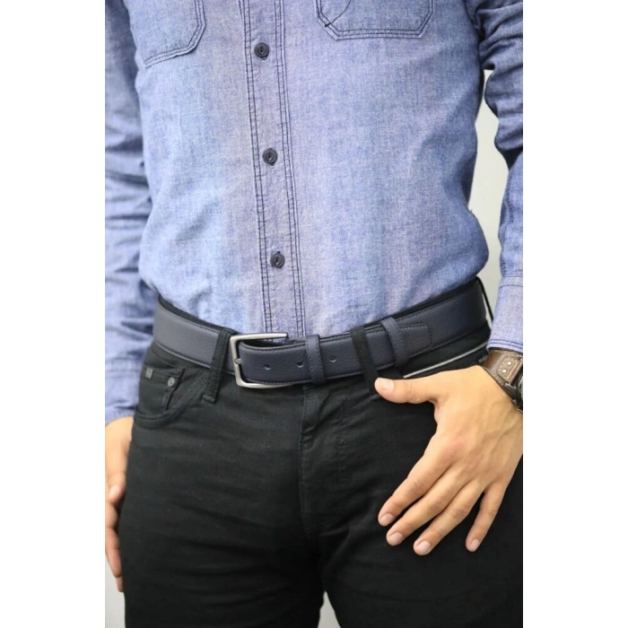 Guard Mat Deri Erkek Kemeri 4 Cm - Lacivert