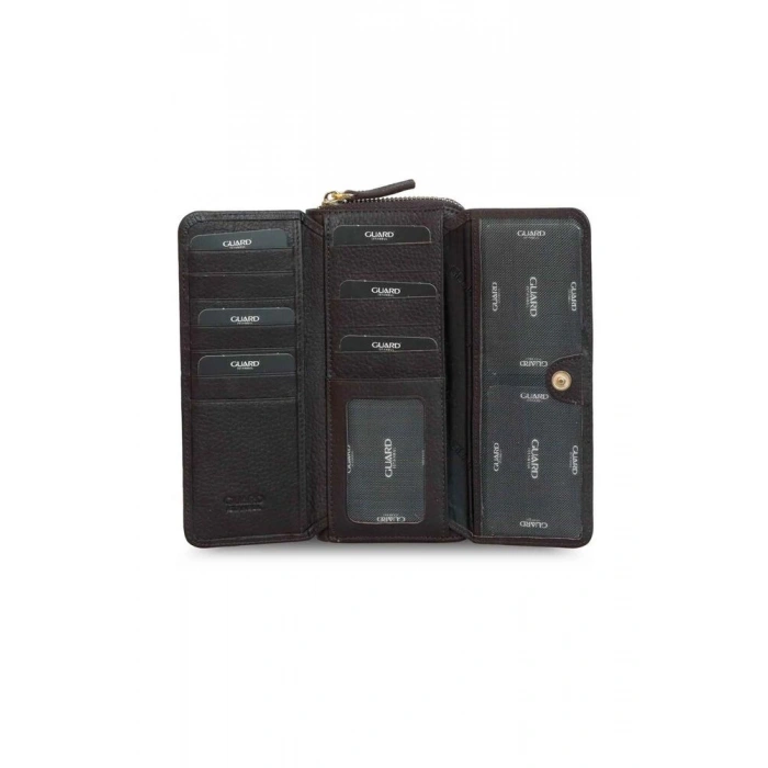Guard Mat Kahverengi Deri Bayan Cüzdanı
