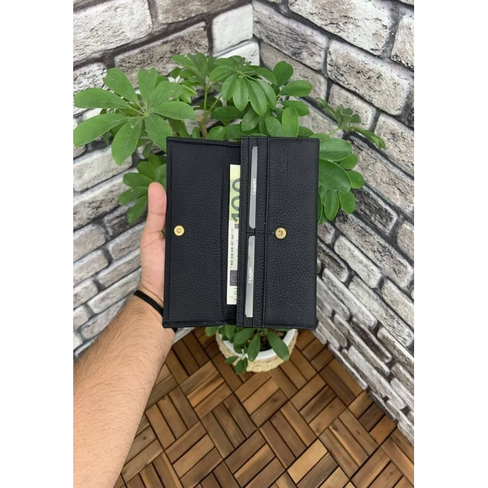 Guard Mat Siyah Deri Bayan Cüzdanı