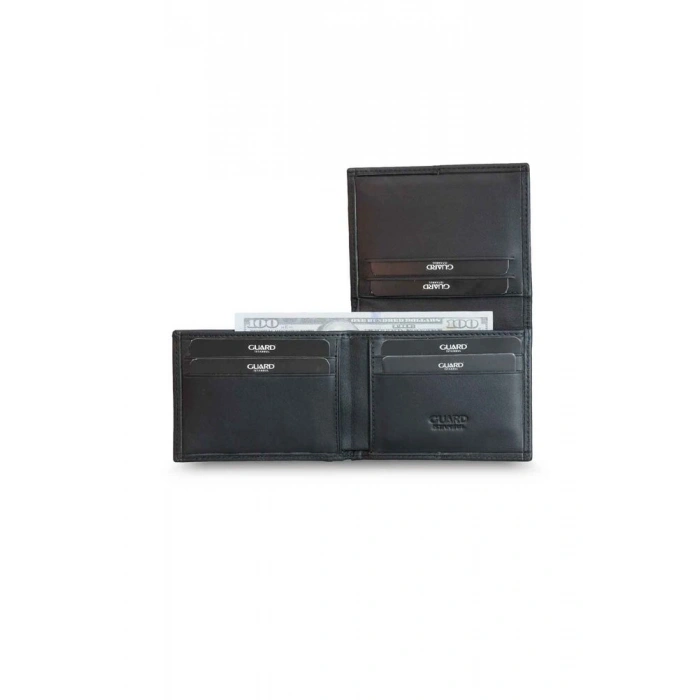 Guard Mat Siyah Deri Erkek Cüzdan