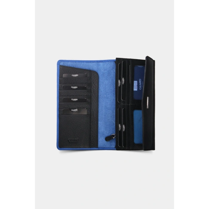 Guard Mavi Siyah Pastel Deri Bayan Cüzdanı
