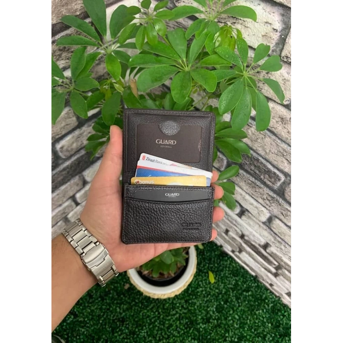 Guard Mıknatıslı Küçük Boy Kahverengi Deri Kartlık/Kartvizitlik