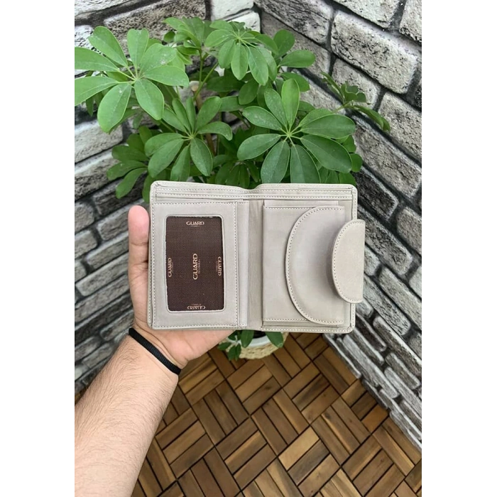 Guard Nubuk Krem Deri Bayan Cüzdan