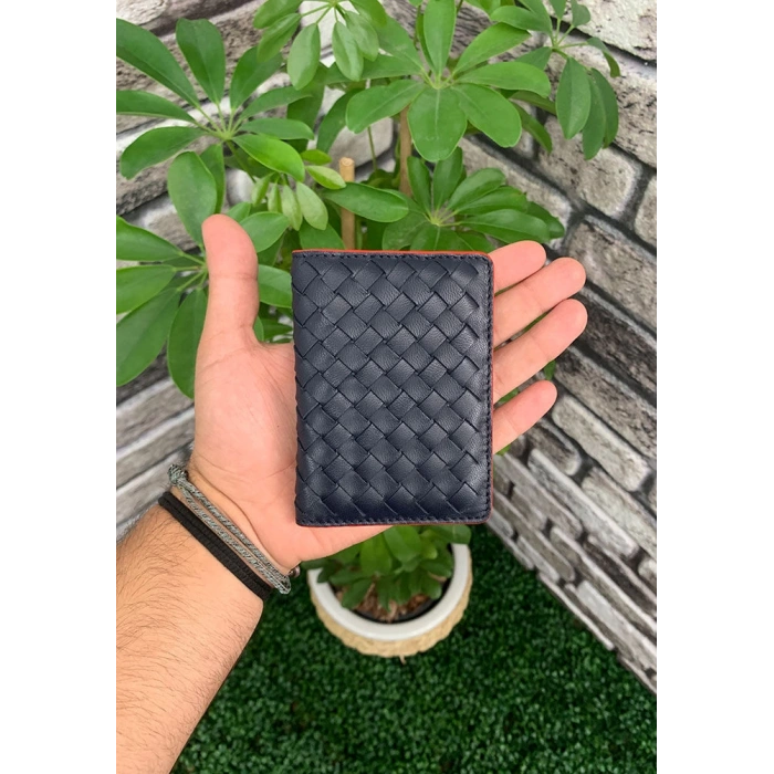 Guard Örgü Baskılı Lacivert Deri Kartlık