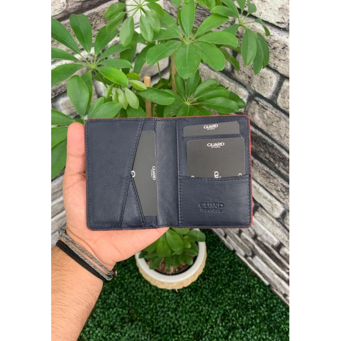 Guard Örgü Baskılı Lacivert Deri Kartlık