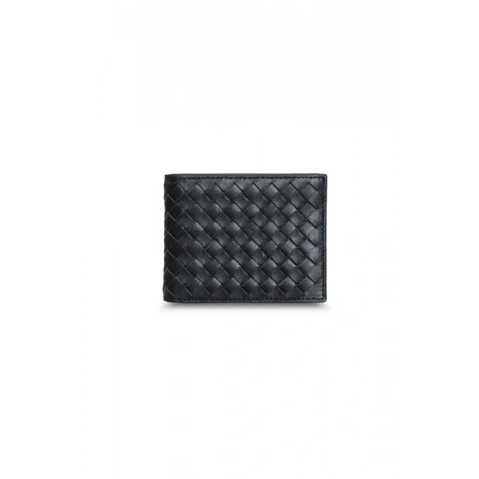 Guard Örgü Desenli Siyah Deri Erkek Cüzdanı