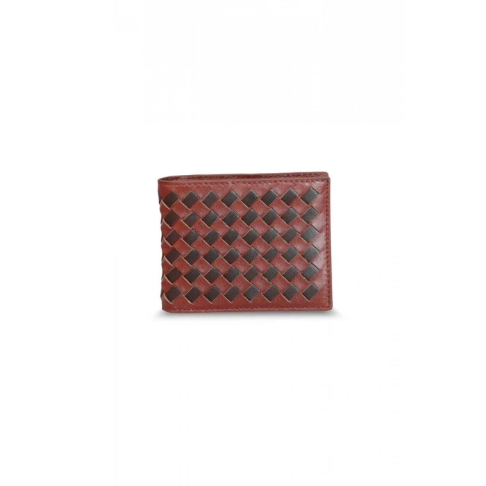 Guard Örgü Desenli Taba Kahve Deri Erkek Cüzdanı