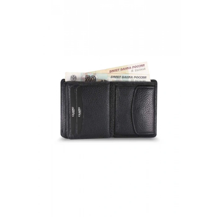 Guard Orta Çift Pisotlu, Bozuk Para Gözlü Siyah Erkek Cüzdan