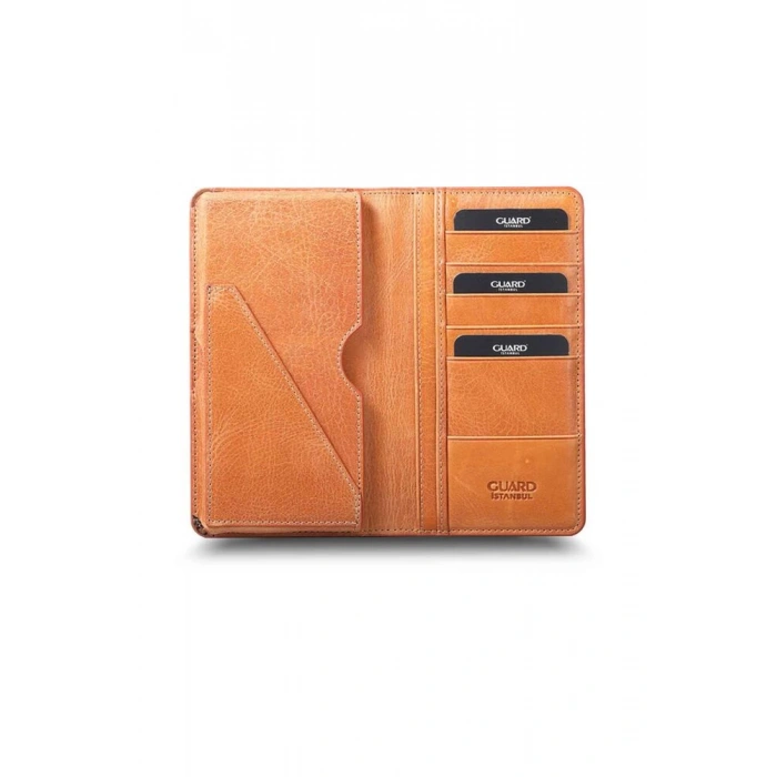 Guard Plus Telefon Girişli Antik Sarı Deri Unisex Cüzdan
