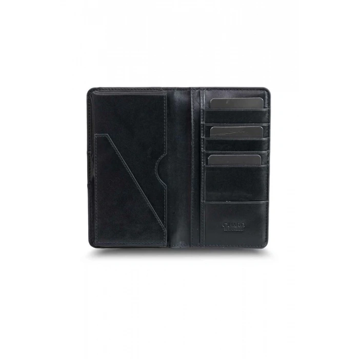 Guard Plus Telefon Girişli Siyah Texas Baskı Deri Unisex Cüzdan