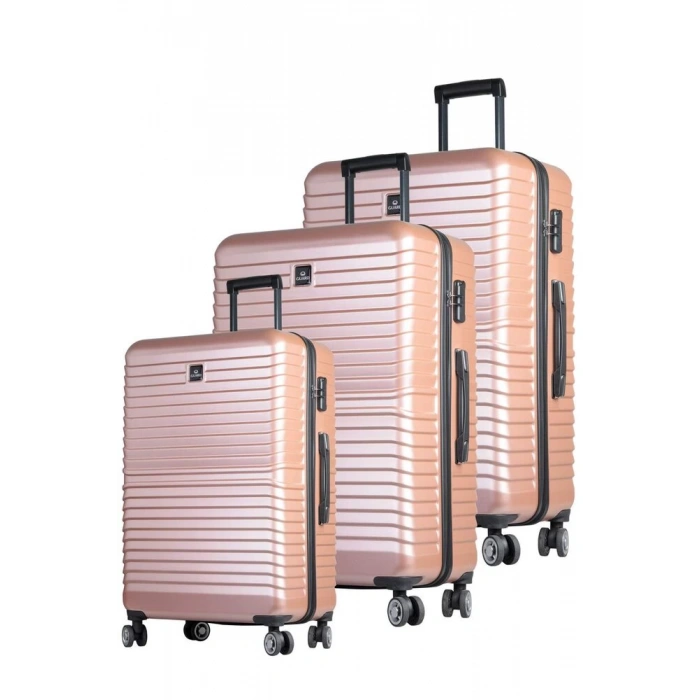 Guard Polikarbon Kırılmaz Gül Kurusu Seyahat Valizi 3lü Set