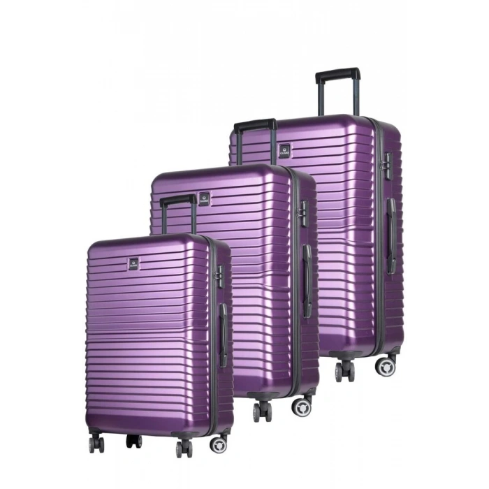 Guard Polikarbon Kırılmaz Mürdüm Seyahat Valizi 3lü Set