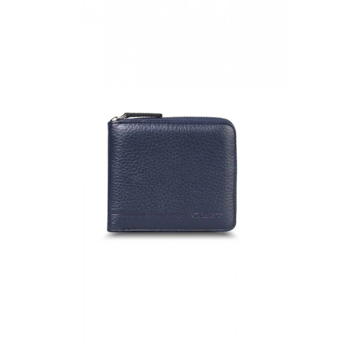 Guard Retro Fermuarlı Deri Lacivert Cüzdan