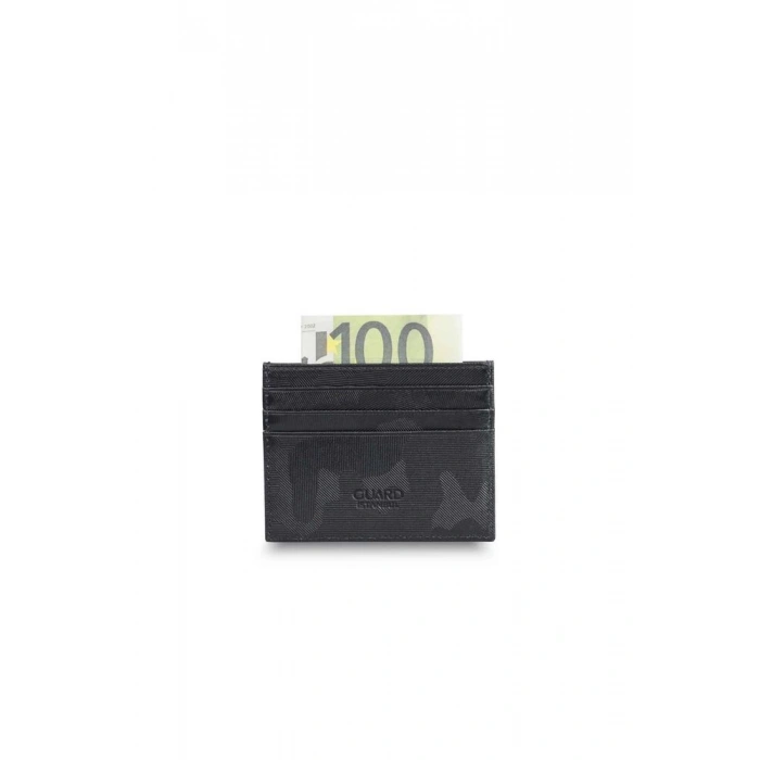 Guard Siyah Askeri Kamuflaj Baskı Deri Kartlık