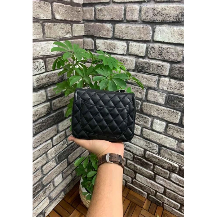 Guard Siyah Capitone Baskılı Zincirli Deri Kadın Kol Çantası