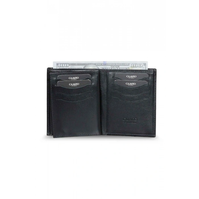 Guard Siyah Çift Pisotlu Dikey Deri Erkek Cüzdanı